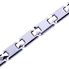 Wellness Device - Stainless Steel Magnetic Power Bracelet. 4-in-1 Energy: Magnets + Negative Ions + Far Infrared Rays (FIR) + Germanium.  Silver color